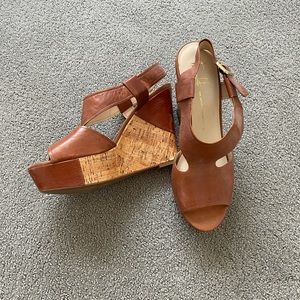 Franco Sarto Tan Leather Wedges